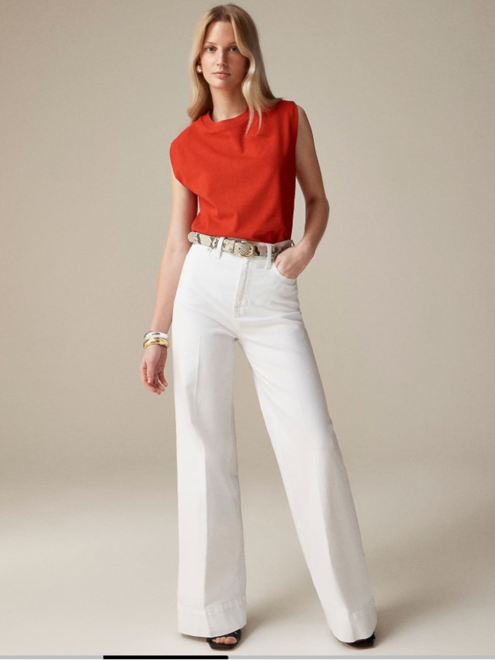 J Crew Jeans 32 Wide Leg Denim Trouser White